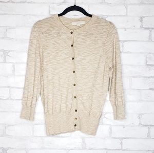 Ann Taylor Loft Cream Button Down Cardigan Size L